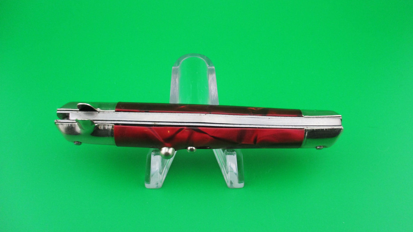 INOX 18cm Italian Tourist knife Red pearl BoBc automatic card knife NOS