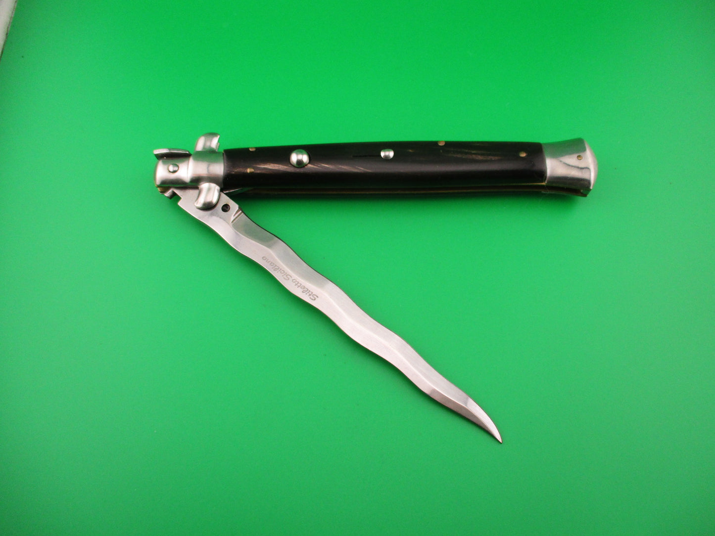 B Rostfrei Stiletto Siciliano 33cm Italian Kris Swivel bolster vintage automatic knife