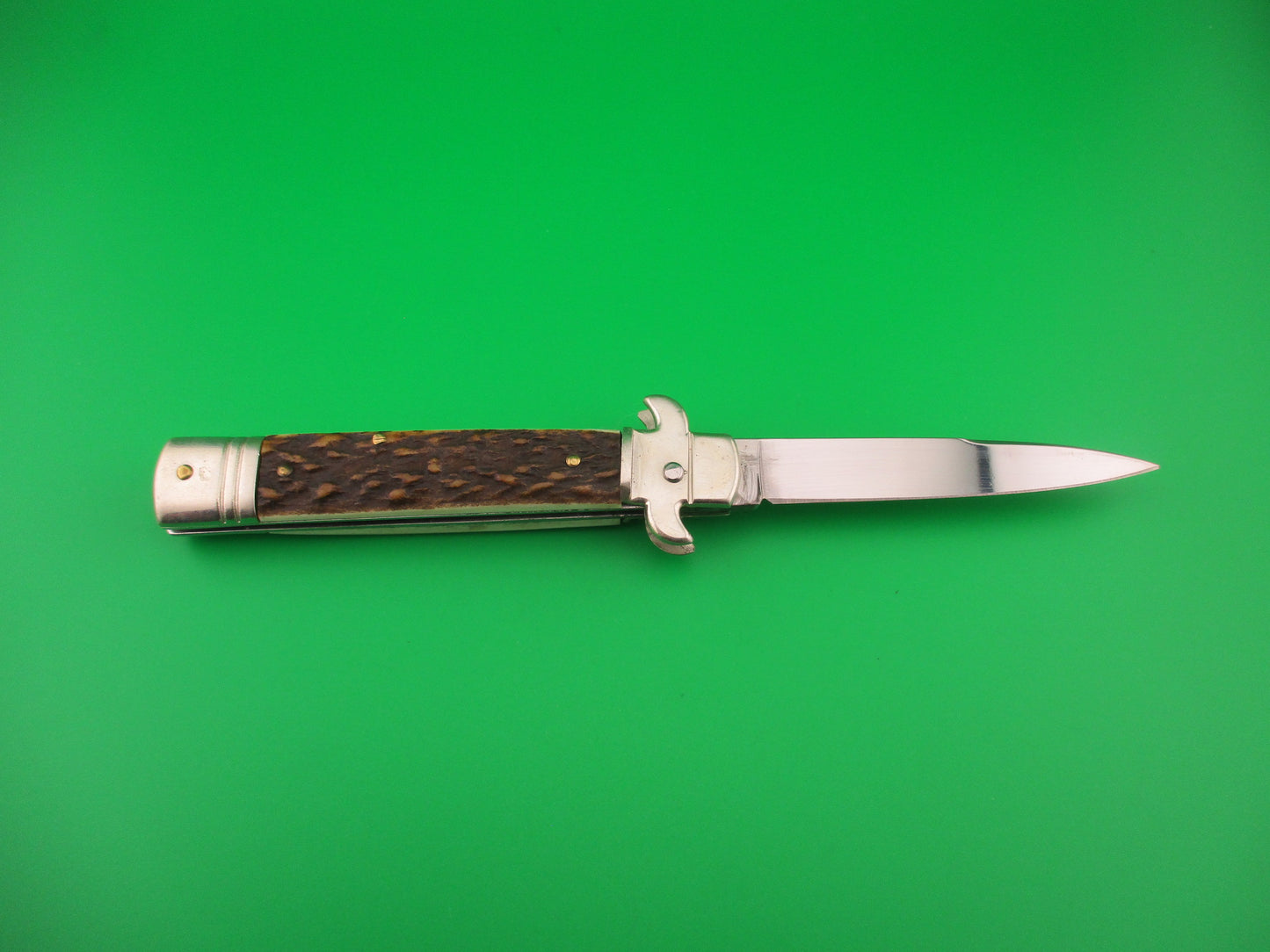 z Leverletto by Bill DeShivs AKC Italy 20cm Italian Stag lever guards automatic knife