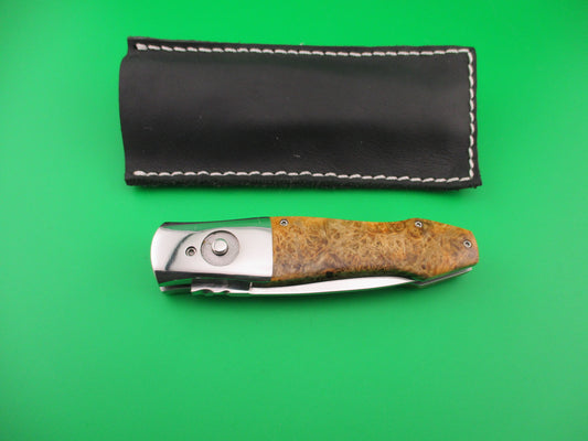 DAKE 92107 Custom Automatic Knife Burlwood Saber Drop point BoBc