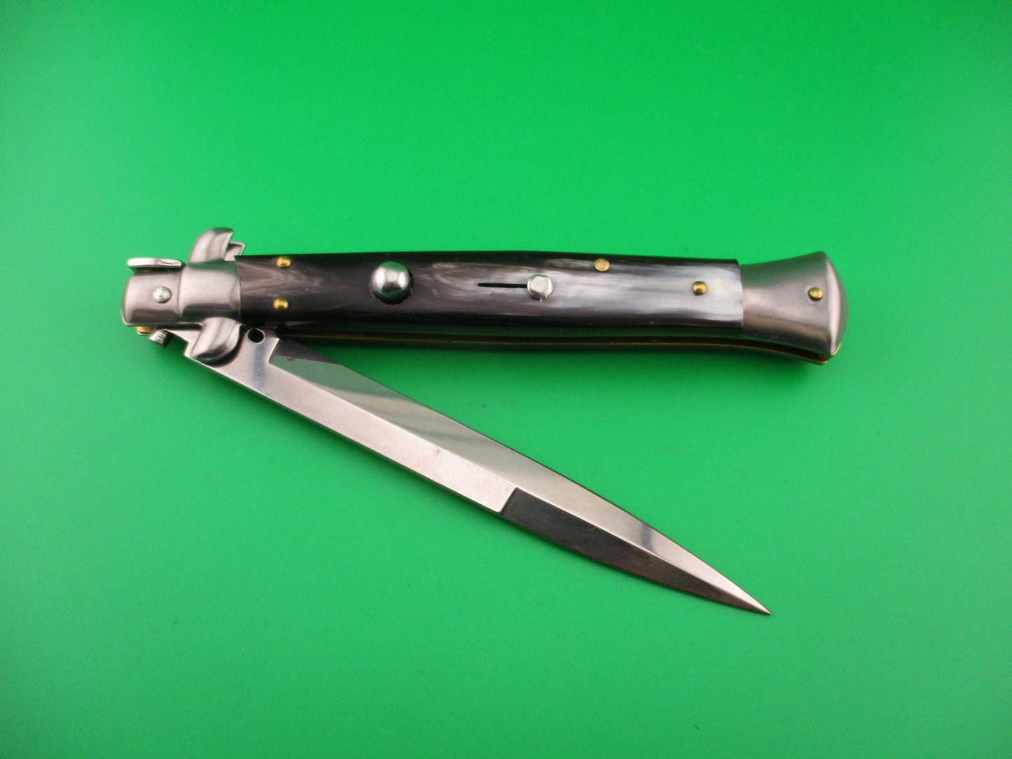 Frank B Italy 28cm Italian Stiletto Swivel bolster Black switchblade knife
