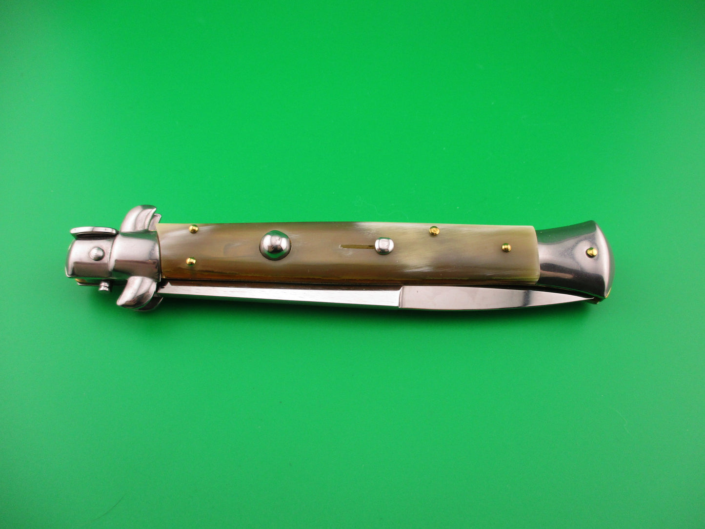 FRANK B ITALY 28cm Italian Bayonet Honey& Cream Horn swivel bolster automatic knife