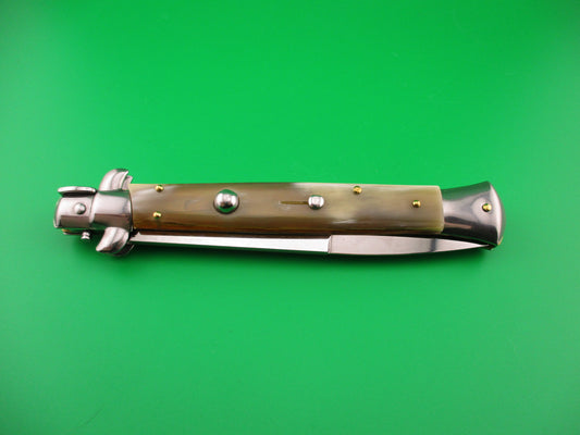 FRANK B ITALY 28cm Italian Bayonet Honey& Cream Horn swivel bolster automatic knife