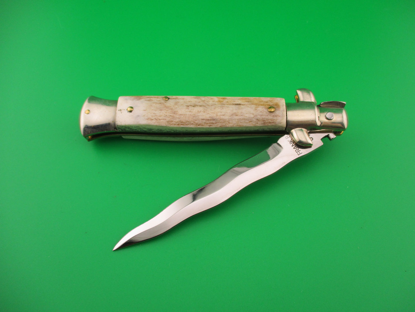 Frank B ITALY 23cm Italian Picklock Limited Edition 2005 Stag KRIS Red Dot automatic knife
