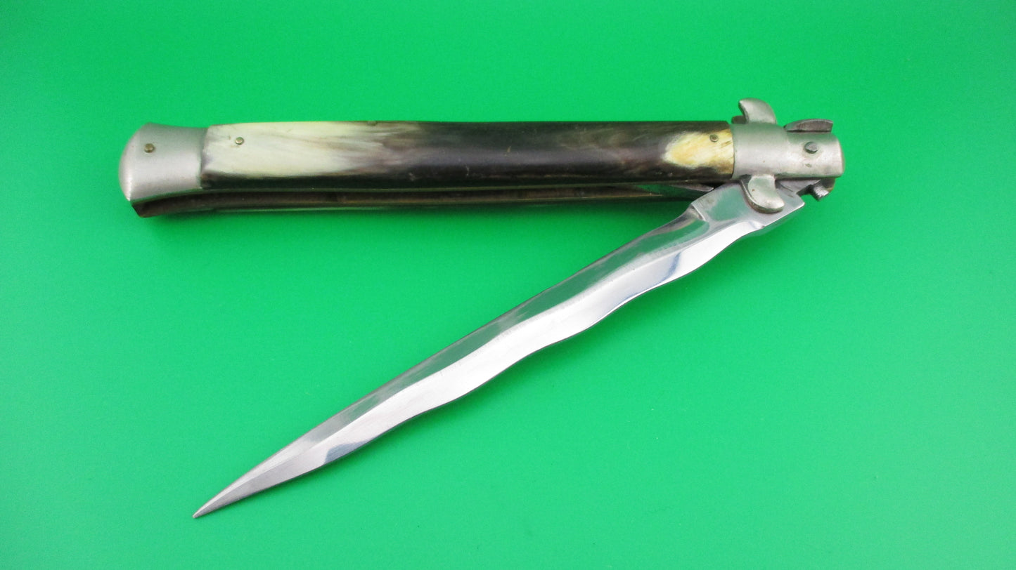 M. ITALY INOX 33cm Italian Picklock KRIS blade automatic knife 1950s Vintage