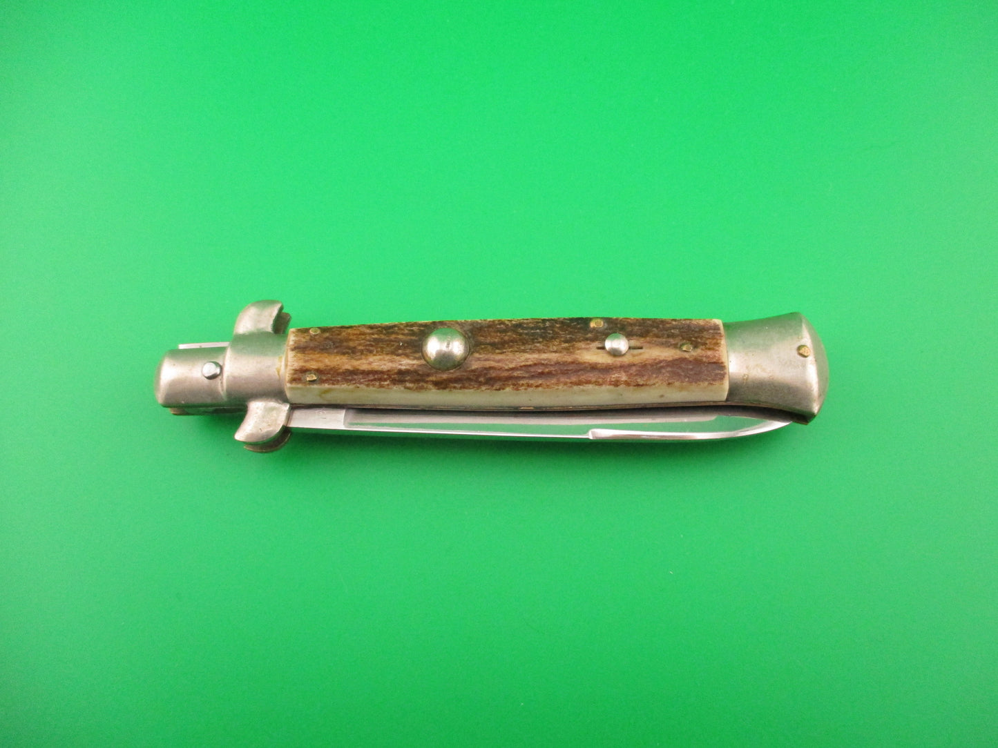 ROSTFREI 22cm Italian BOBC Stag Stiletto swedge blade vintage automatic knife