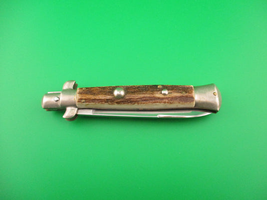 ROSTFREI 22cm Italian BOBC Stag Stiletto swedge blade vintage automatic knife