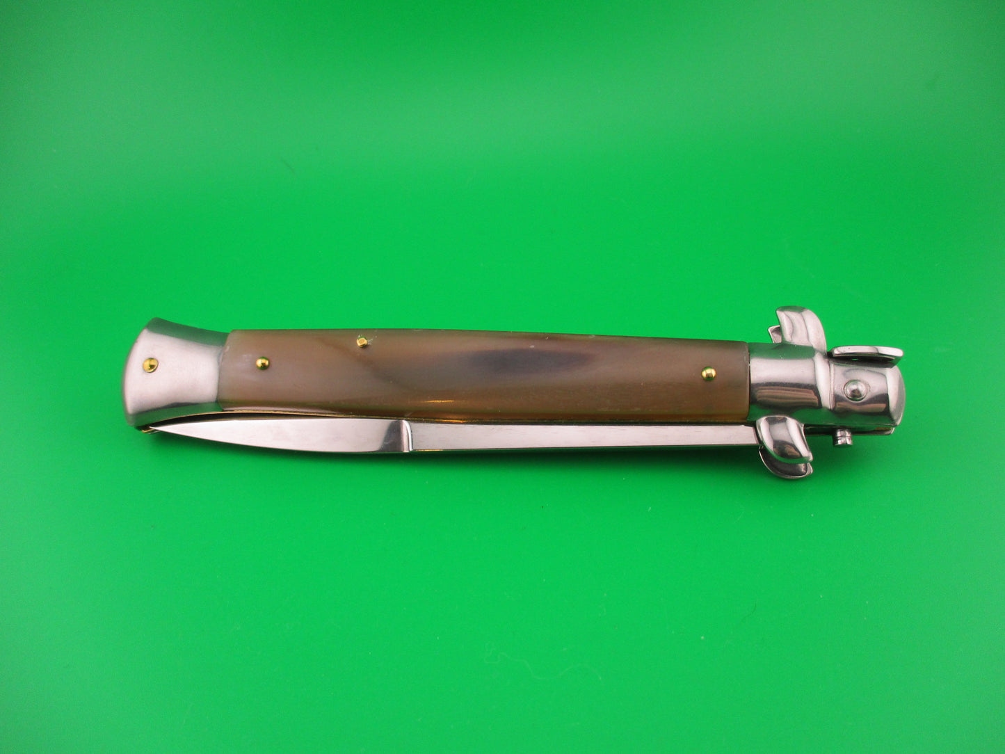 FRANK B ITALY 28cm Italian Bayonet Honey& Cream Horn swivel bolster automatic knife