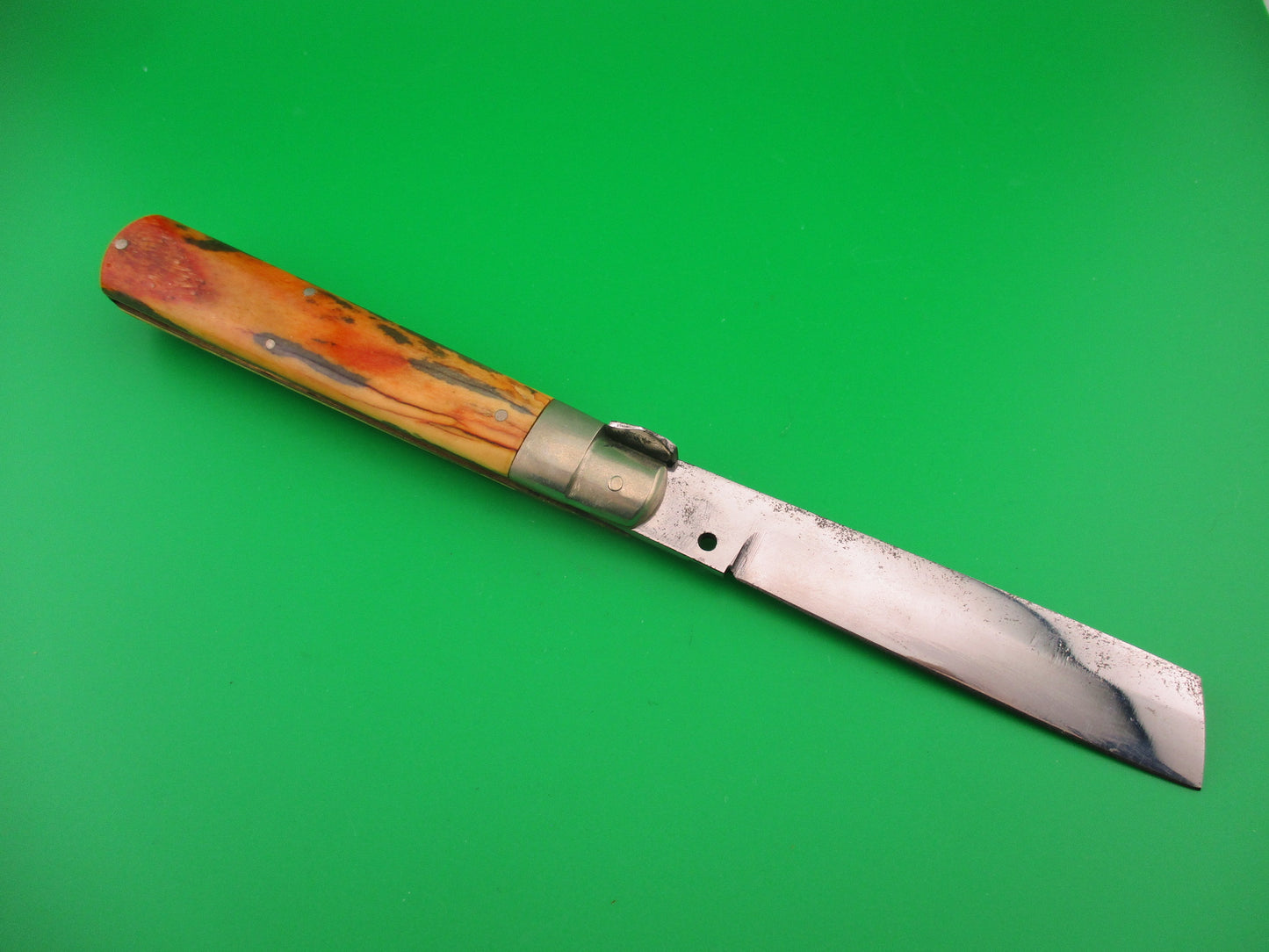 JTK Custom 9 inch Mastodon Ivory Prioletta Sheepsfoot Picklock automatic knife