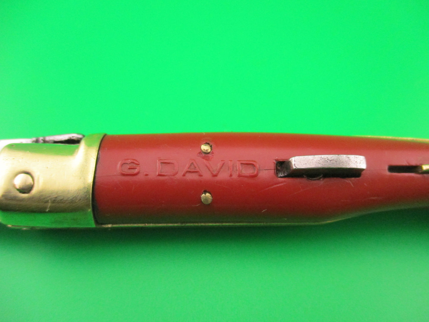 G DAVID LAGUIOLE EXTRA 20cm French RARE RED automatic knife Gimel Bargeon Arbalete