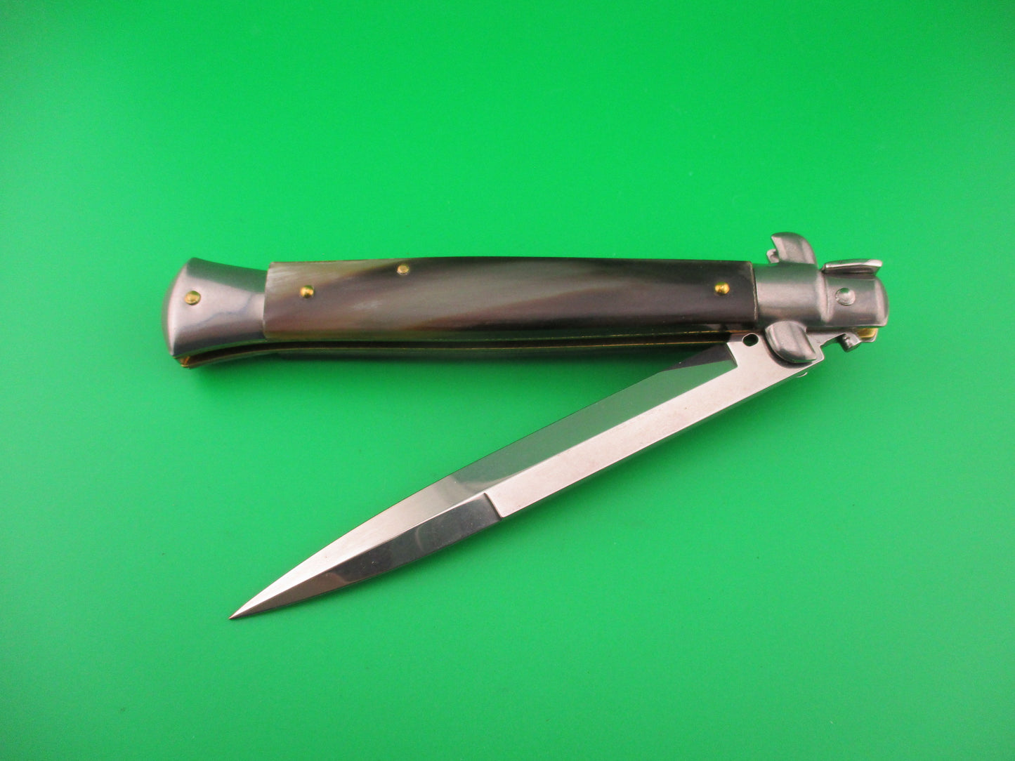 Frank B Italy 28cm Italian Stiletto Swivel bolster Black switchblade knife