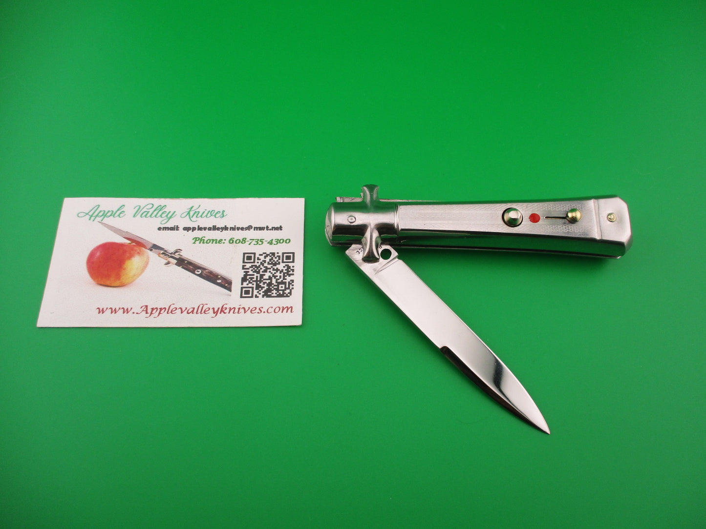 BARGEON INOX 19cm French All metal round button red dot vintage automatic knife
