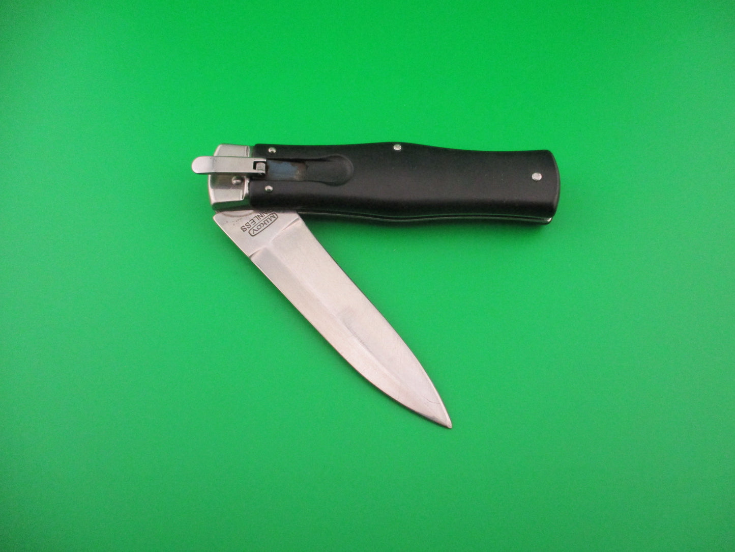 MIKOV STAINLESS 22cm CZECH REPUBLIC Lever release Black automatic knife
