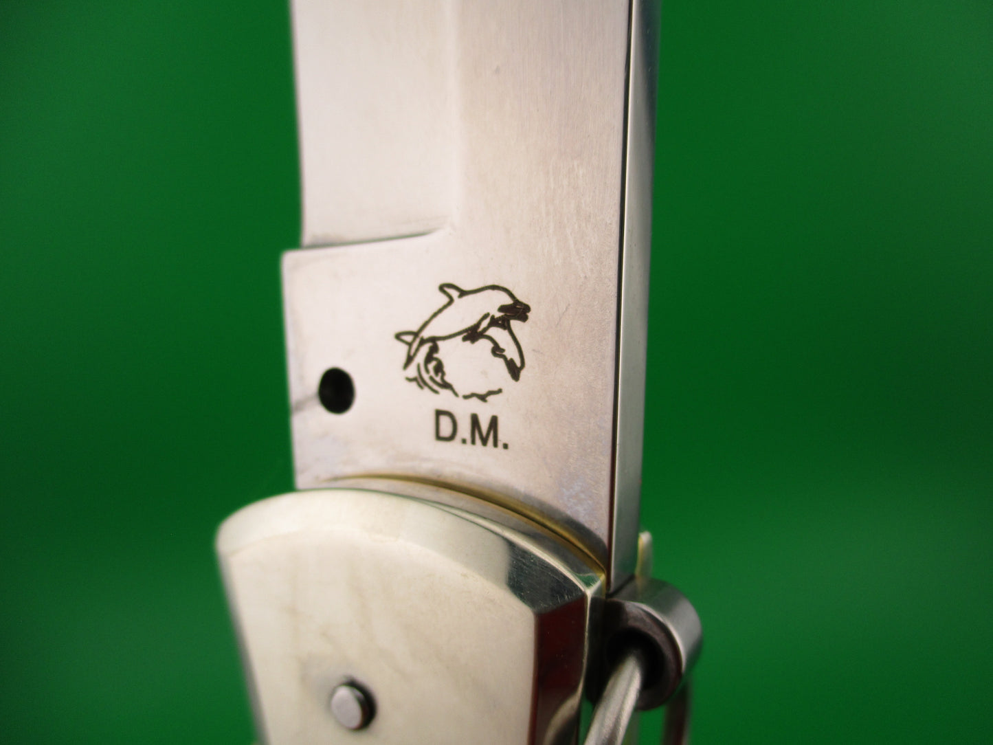 DM SPADON 28cm Italian Clasp Ring pull Red dot Horn automatic knife