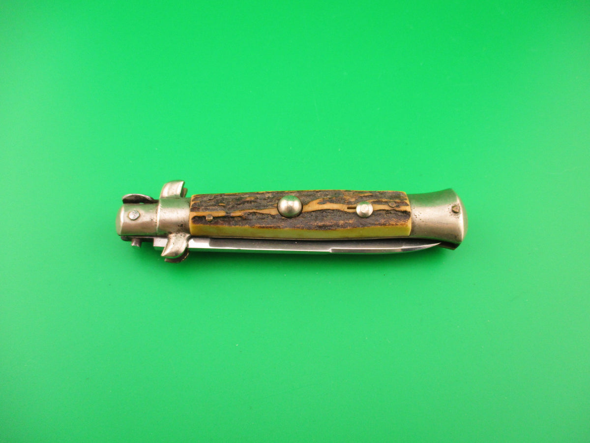 TEJA & ROSA 20cm Italian Picklock Stag Swedge 1950s vintage automatic knife
