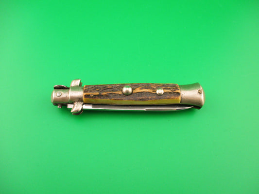 TEJA & ROSA 20cm Italian Picklock Stag Swedge 1950s vintage automatic knife