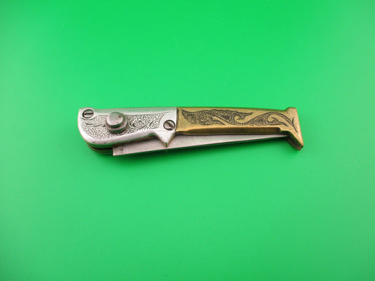 RPK 20cm Coilspring Leg Knife Brass & Aluminum engraved vintage automatic knife