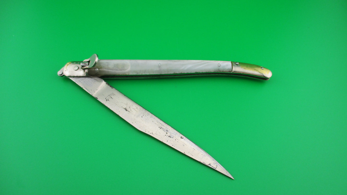 Toledo 30cm Spanish Toothpick Vintage Lever automatic knife w Imitation Pearl scales