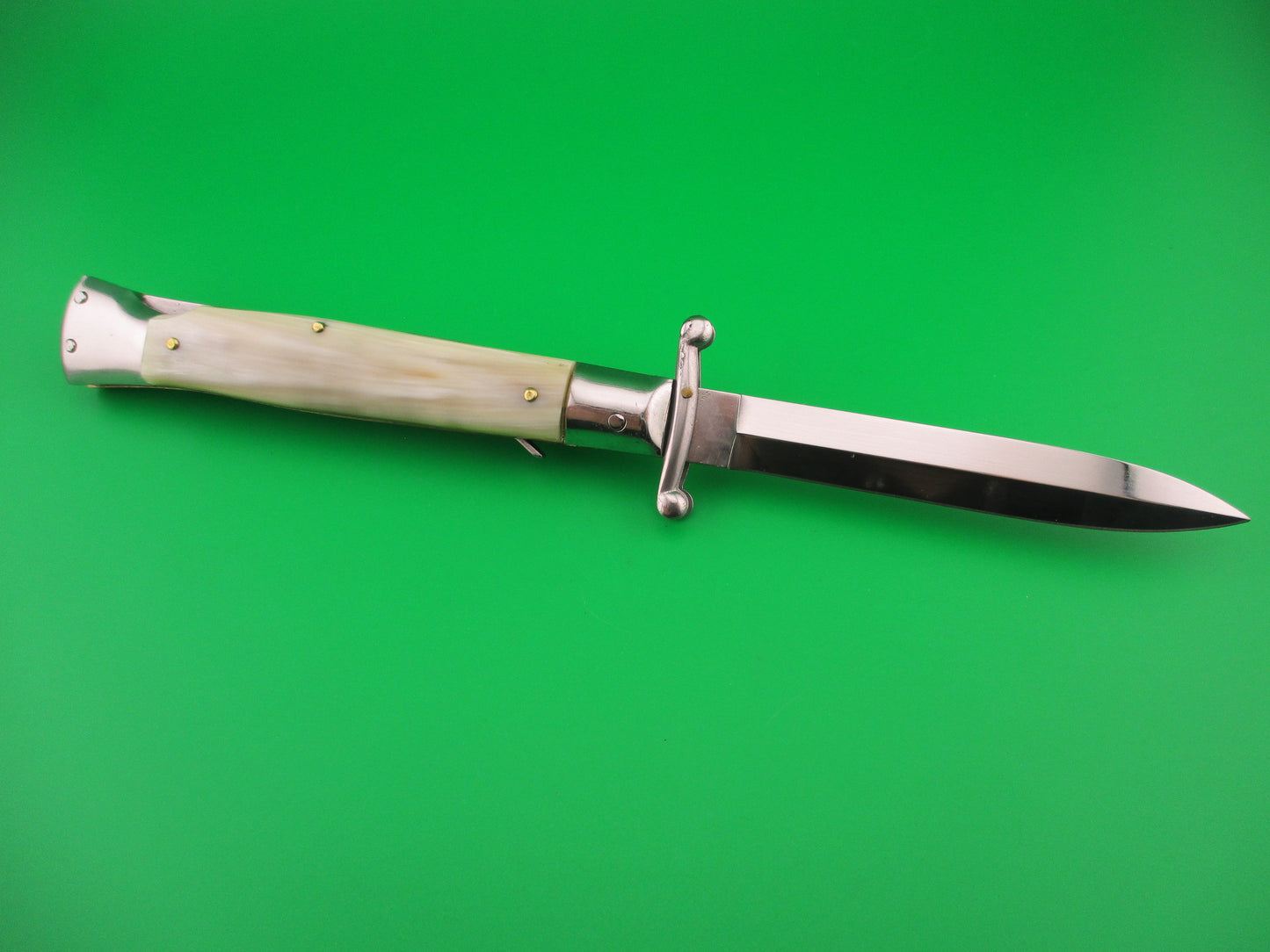 STAINLESS ITALY 23cm Italian Dagger blade Swing Guard Honey Horn automatic knife