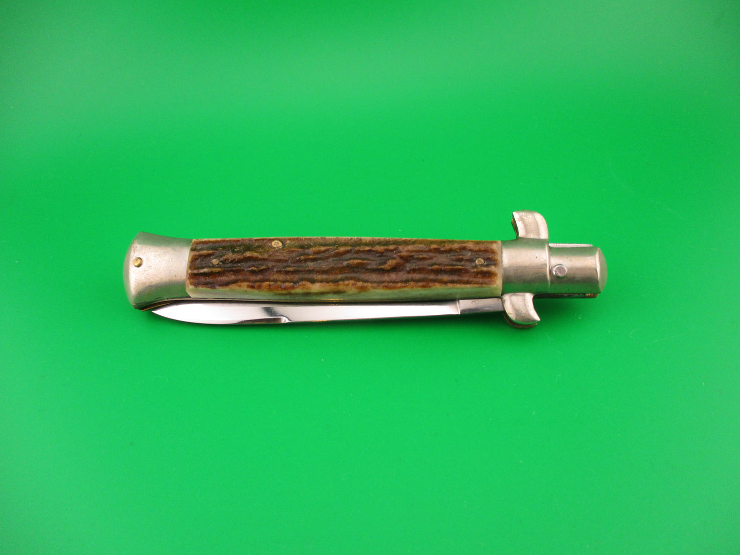 ROSTFREI 22cm Italian BOBC Stag Stiletto swedge blade vintage automatic knife