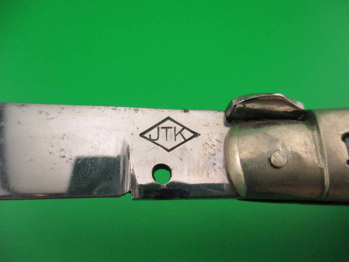 JTK Custom 9 inch Mastodon Ivory Prioletta Sheepsfoot Picklock automatic knife