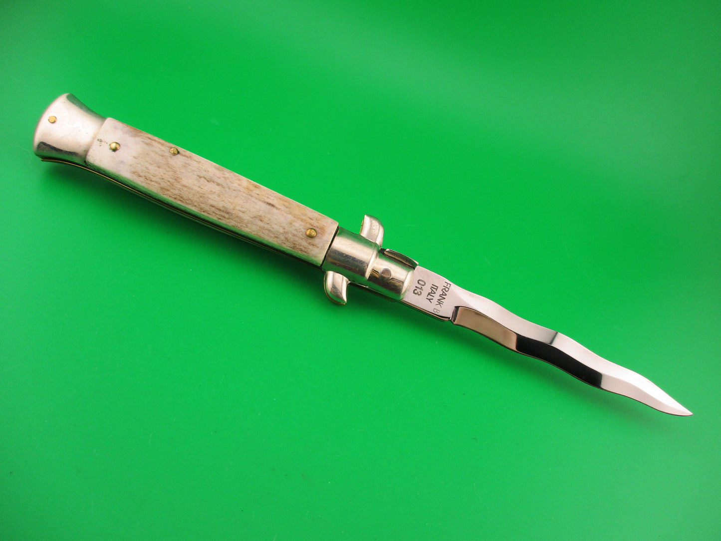 Frank B ITALY 23cm Italian Picklock Limited Edition 2005 Stag KRIS Red Dot automatic knife