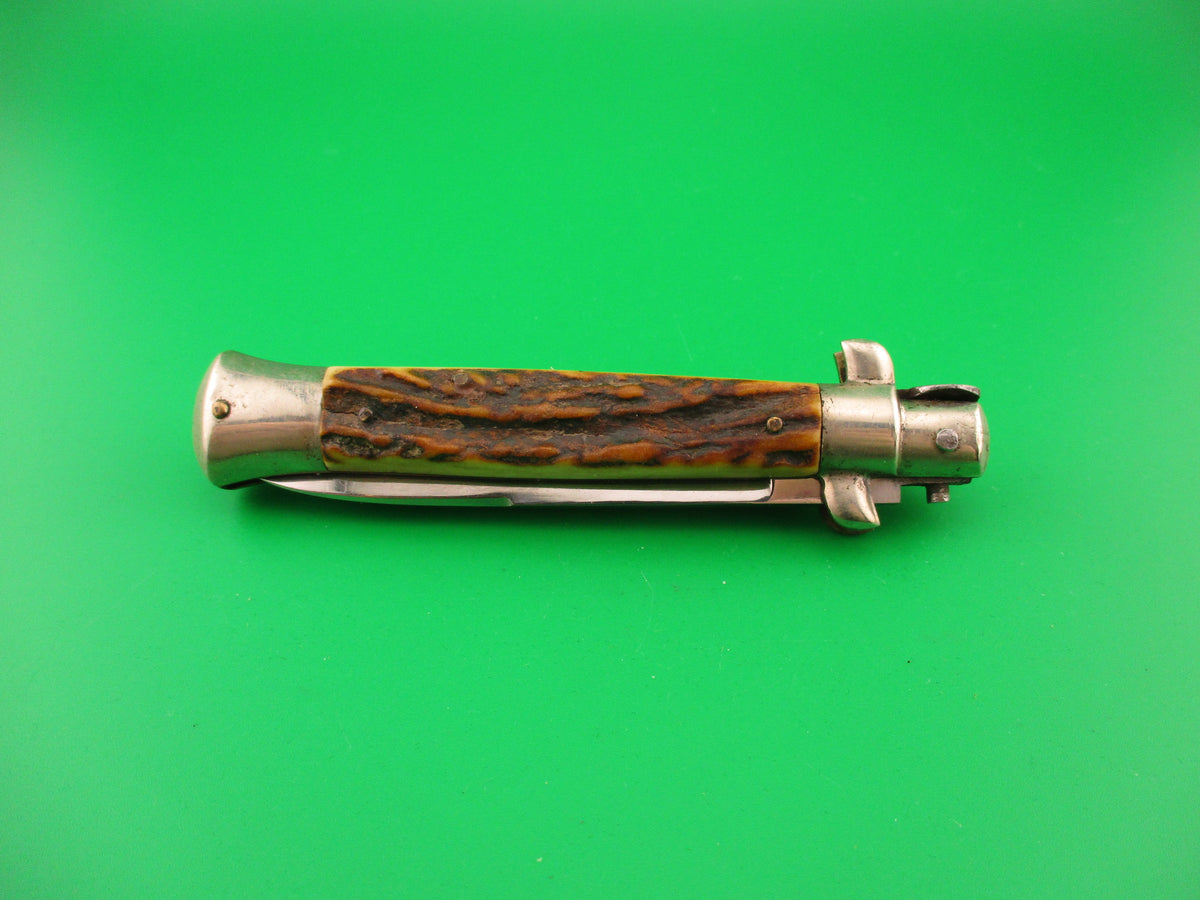 TEJA & ROSA 20cm Italian Picklock Stag Swedge 1950s vintage automatic knife