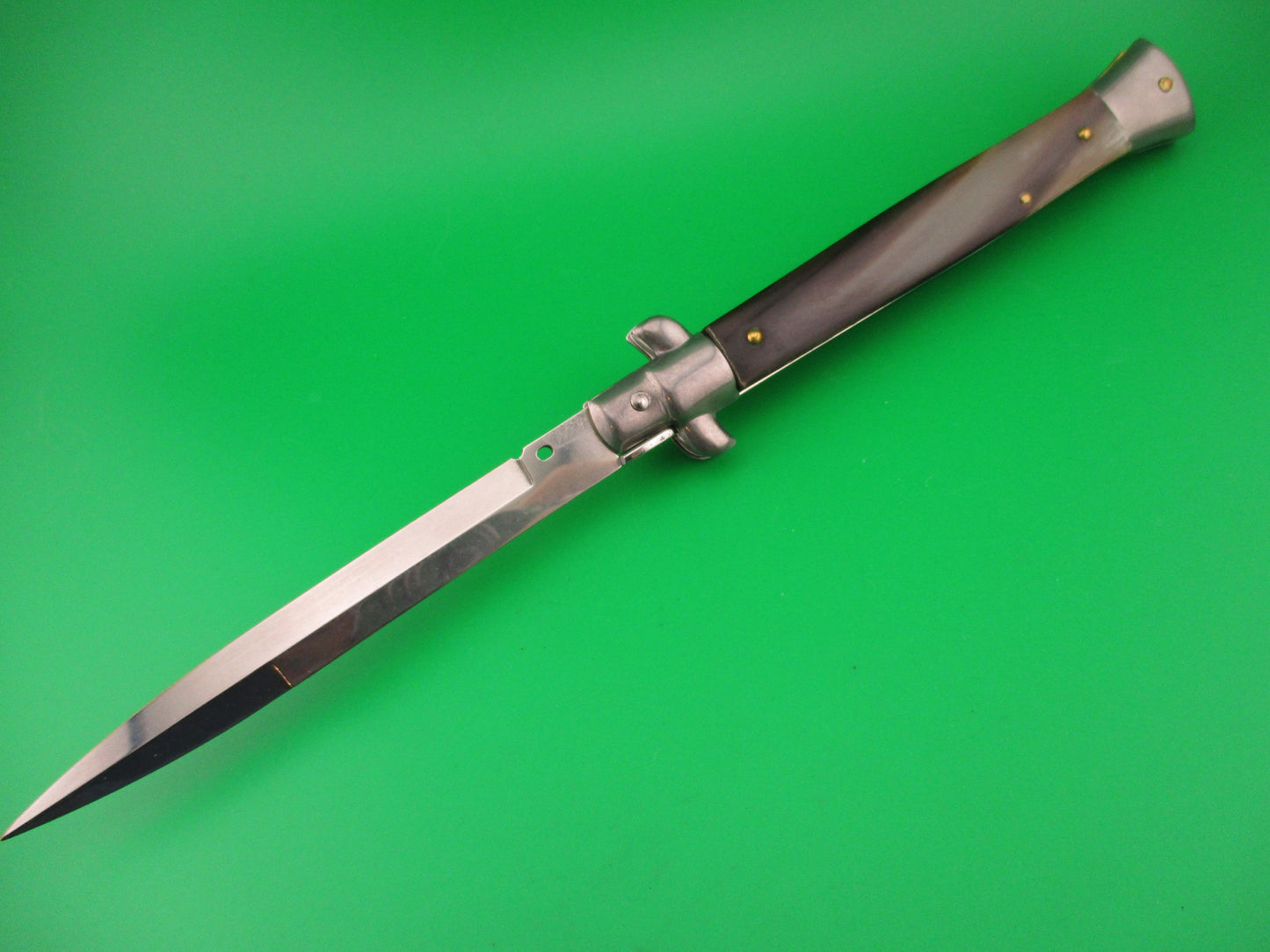 Frank B Italy 28cm Italian Stiletto Swivel bolster Black switchblade knife