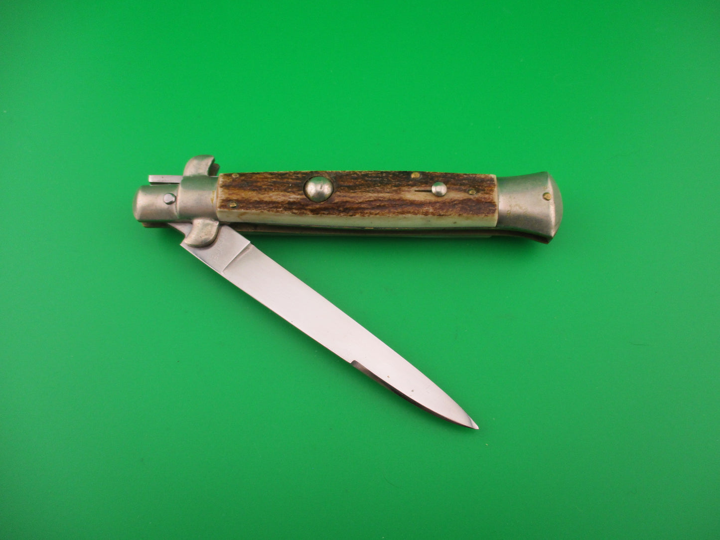 ROSTFREI 22cm Italian BOBC Stag Stiletto swedge blade vintage automatic knife