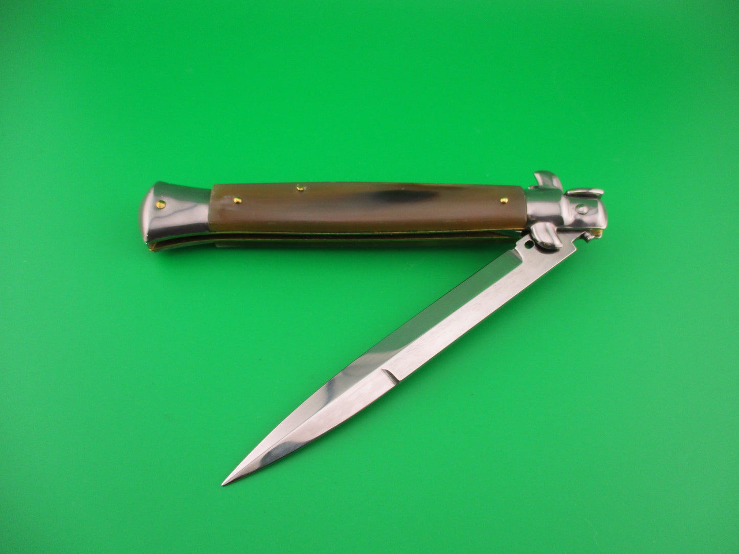 FRANK B ITALY 28cm Italian Bayonet Honey& Cream Horn swivel bolster automatic knife