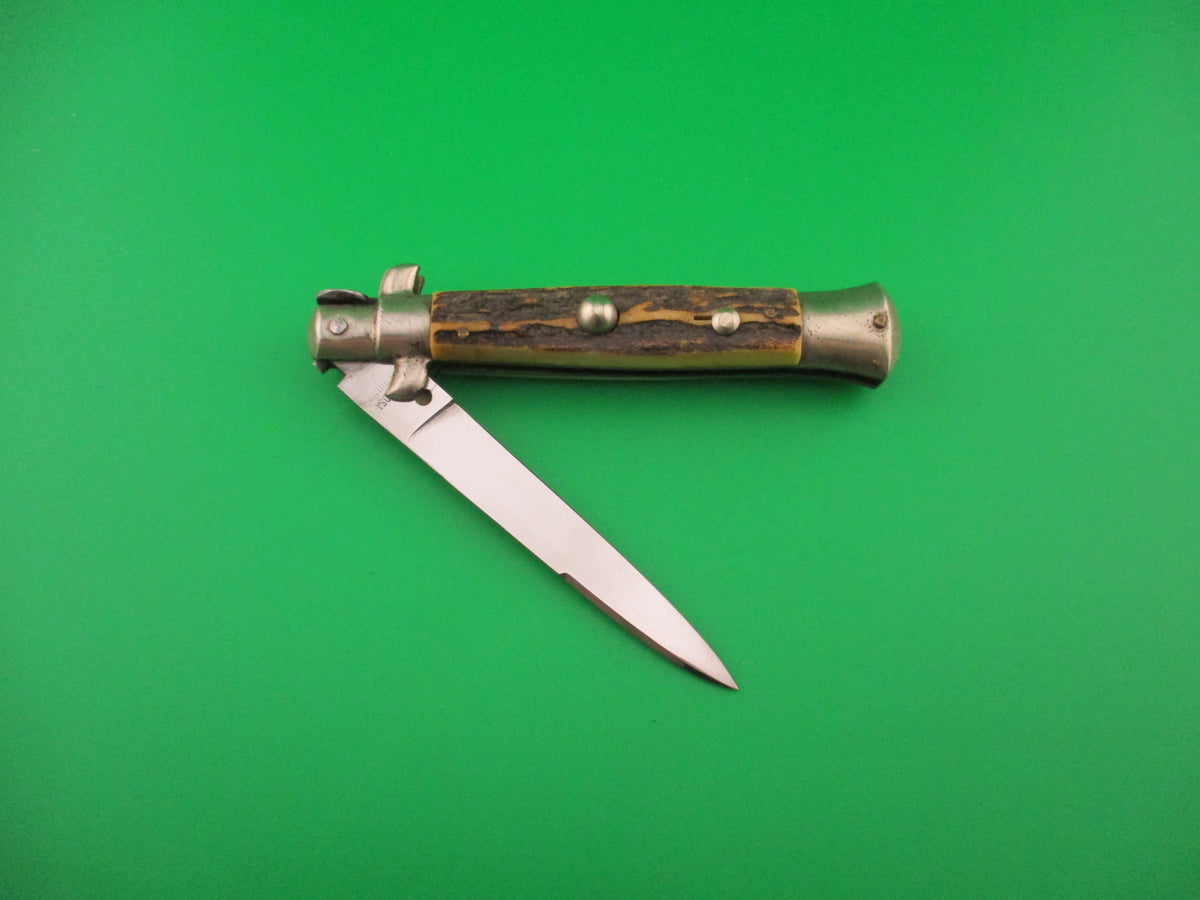 TEJA & ROSA 20cm Italian Picklock Stag Swedge 1950s vintage automatic knife