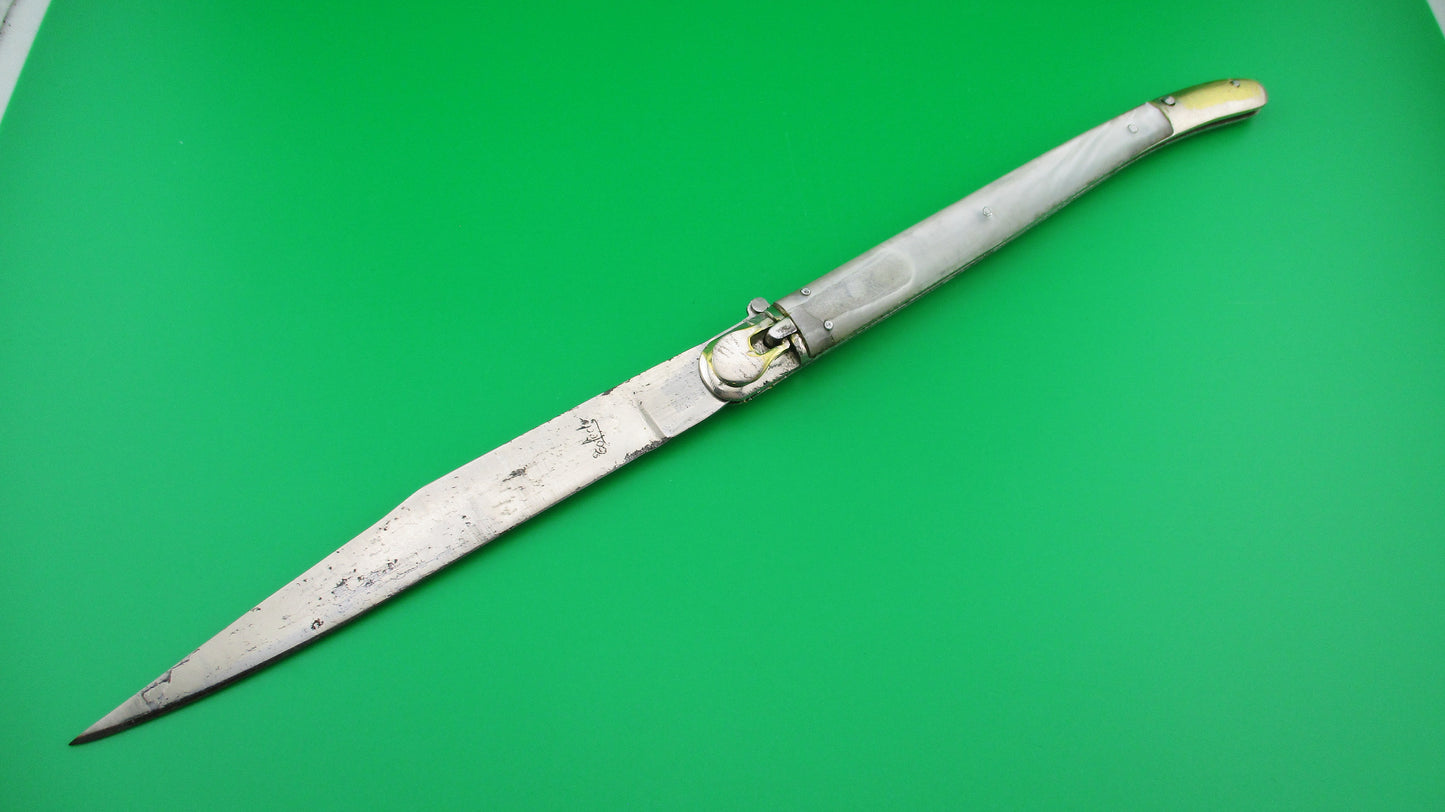 Toledo 30cm Spanish Toothpick Vintage Lever automatic knife w Imitation Pearl scales