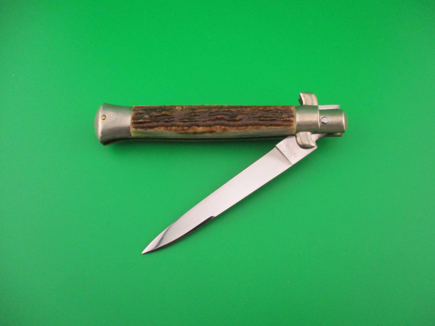 ROSTFREI 22cm Italian BOBC Stag Stiletto swedge blade vintage automatic knife