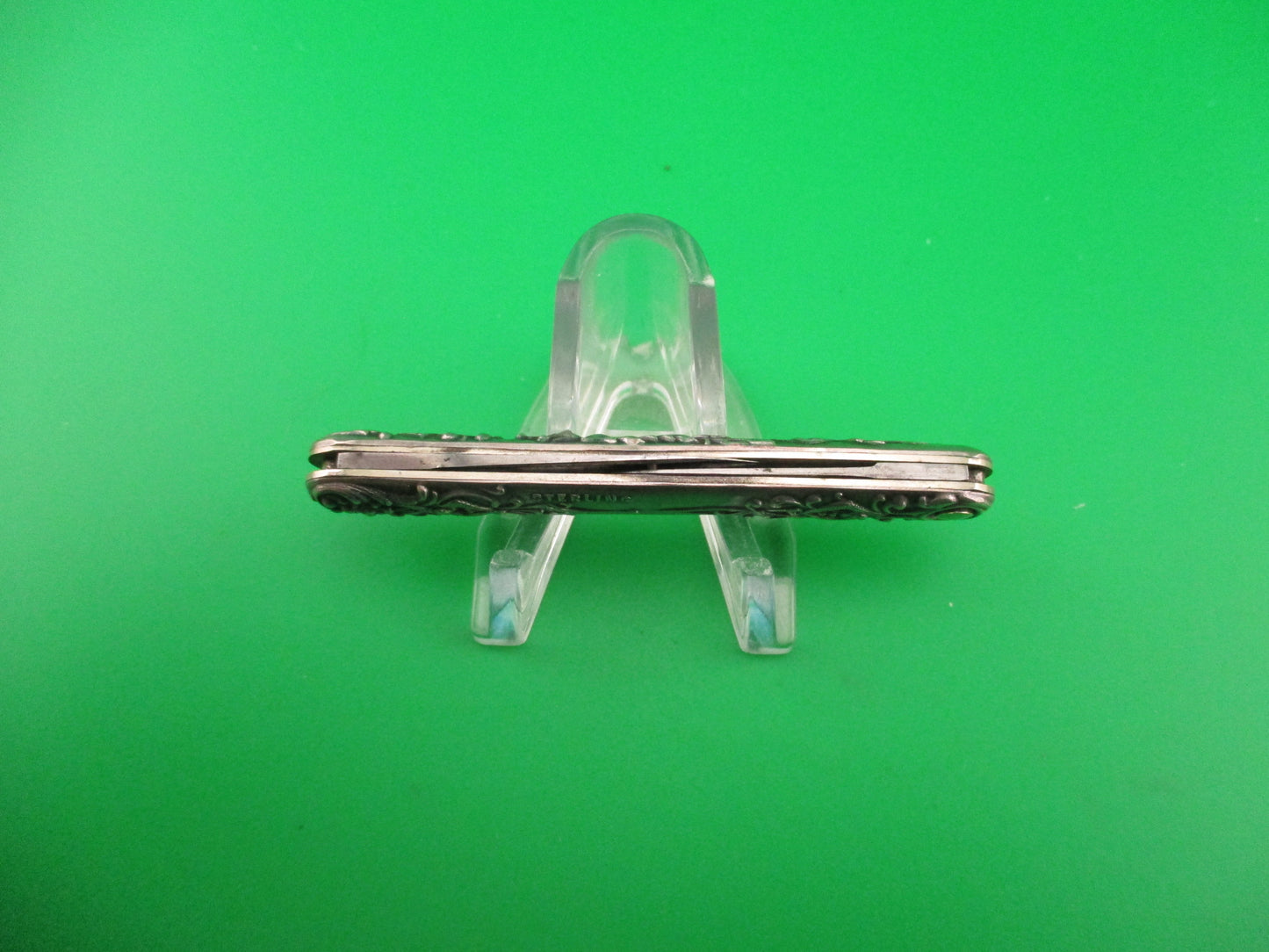 Press Button Knife Co Small Sterling Gothic double automatic knife w purse
