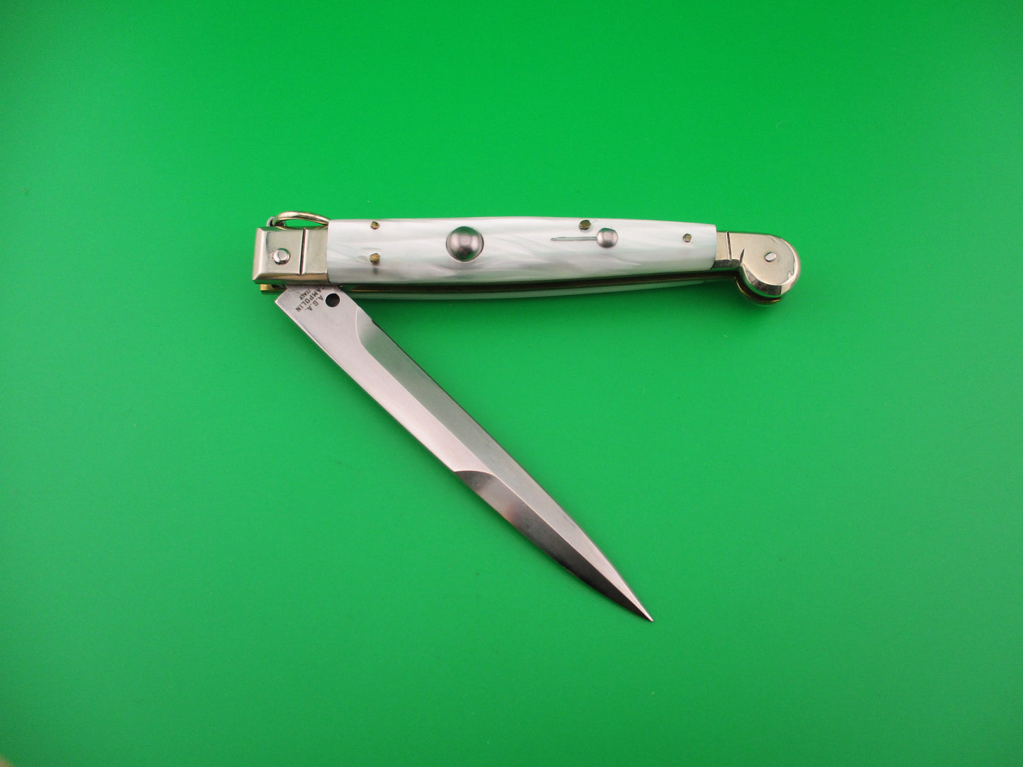 AGA CAMPOLIN ITALY 23cm Sicilian Pearlex ring pull automatic knife