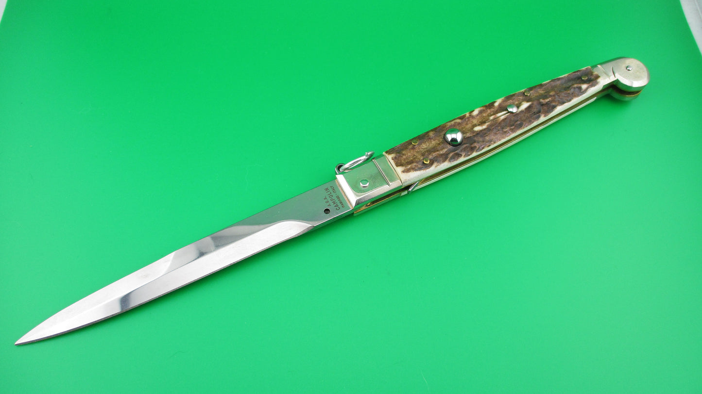 AGA CAMPOLIN 30cm Sicilian Ring Pull Stag automatic knife