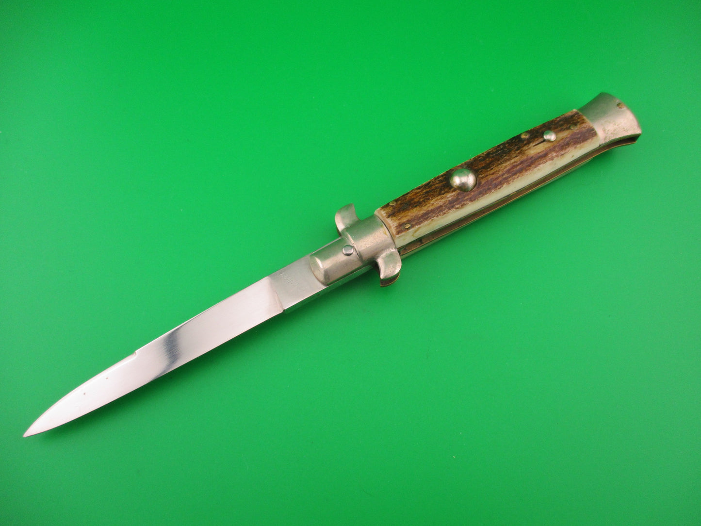 ROSTFREI 22cm Italian BOBC Stag Stiletto swedge blade vintage automatic knife