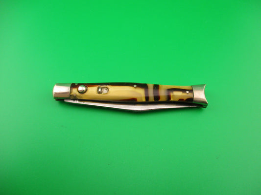 SCHRADE WALDEN #151 Fishtail Butter & Molasses celluloid Vintage automatic knife