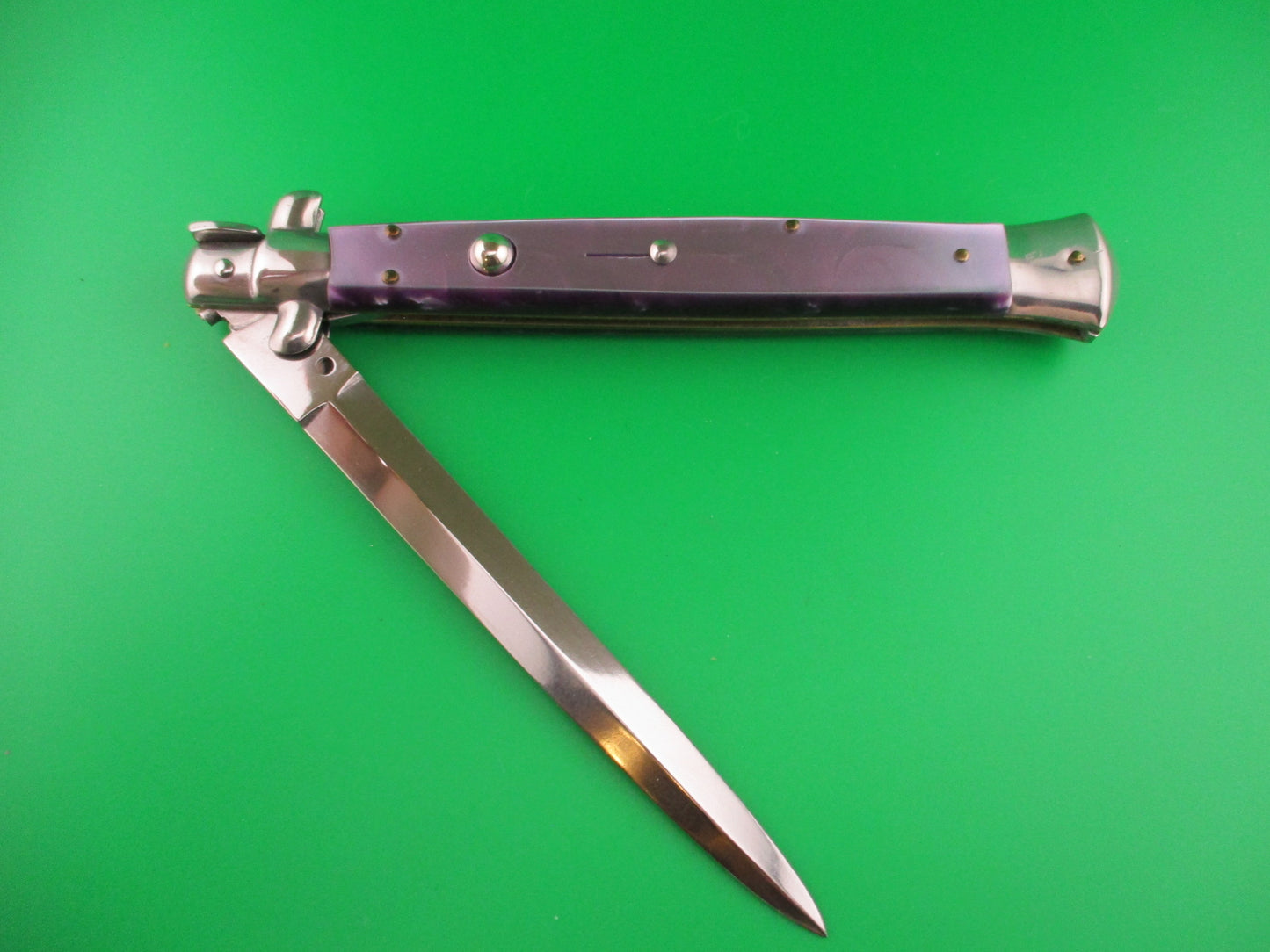 STILETTO ITALY 33cm Italian Swivel bolster Dagger Purple Acrylic automatic knife