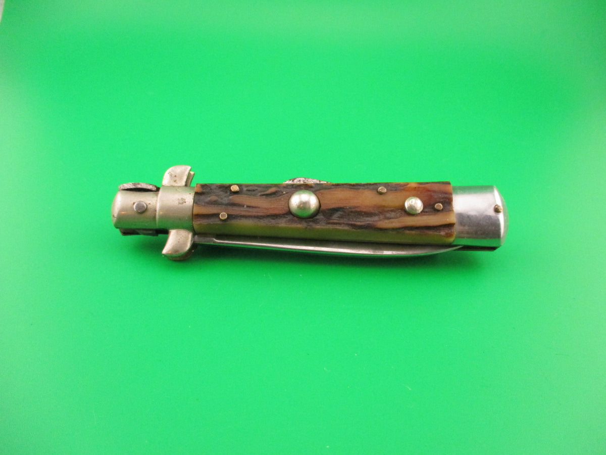 Kissing Crane ROSTFREI 20cm Italian Humpback Stag 1960s automatic knife