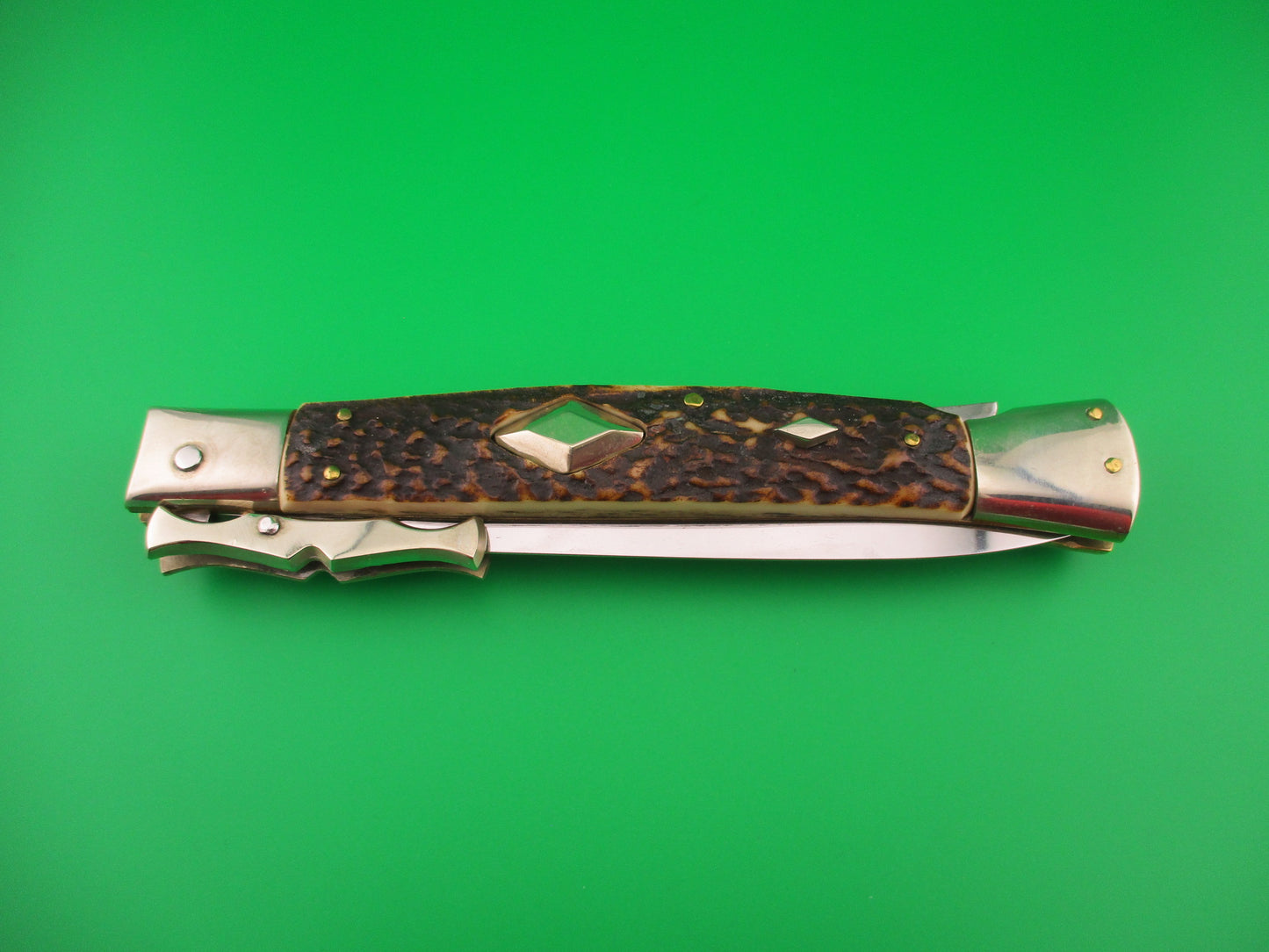 z AGA CAMPOLIN 33cm Italian 2015 Stag Batwing Diamond button automatic knife