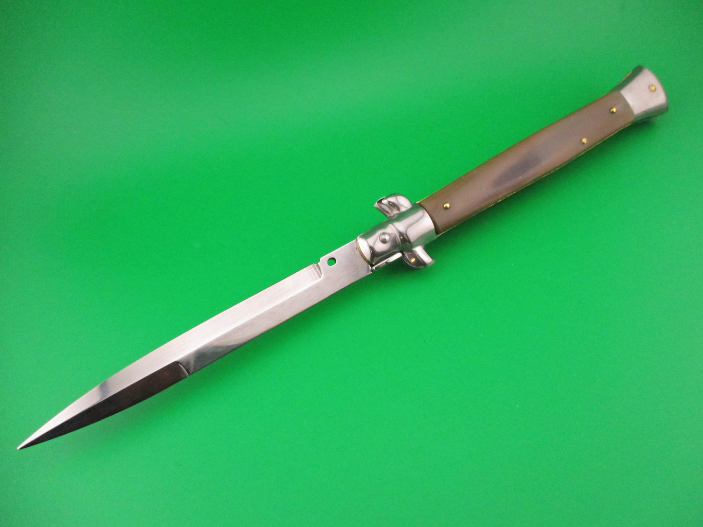 FRANK B ITALY 28cm Italian Bayonet Honey& Cream Horn swivel bolster automatic knife