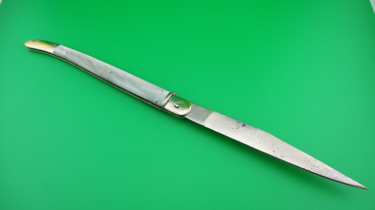 Toledo 30cm Spanish Toothpick Vintage Lever automatic knife w Imitation Pearl scales