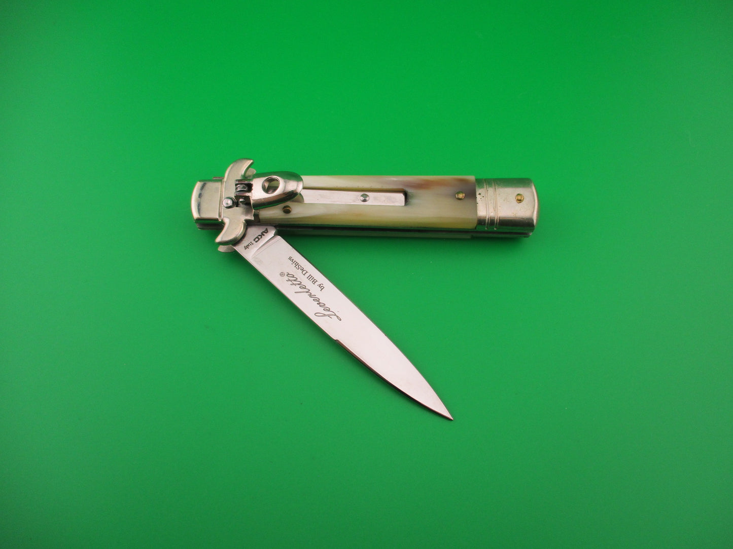 AKC ITALY Leverletto by Bill DeShivs AKC Italy 20cm Italian Horn lever automatic knife