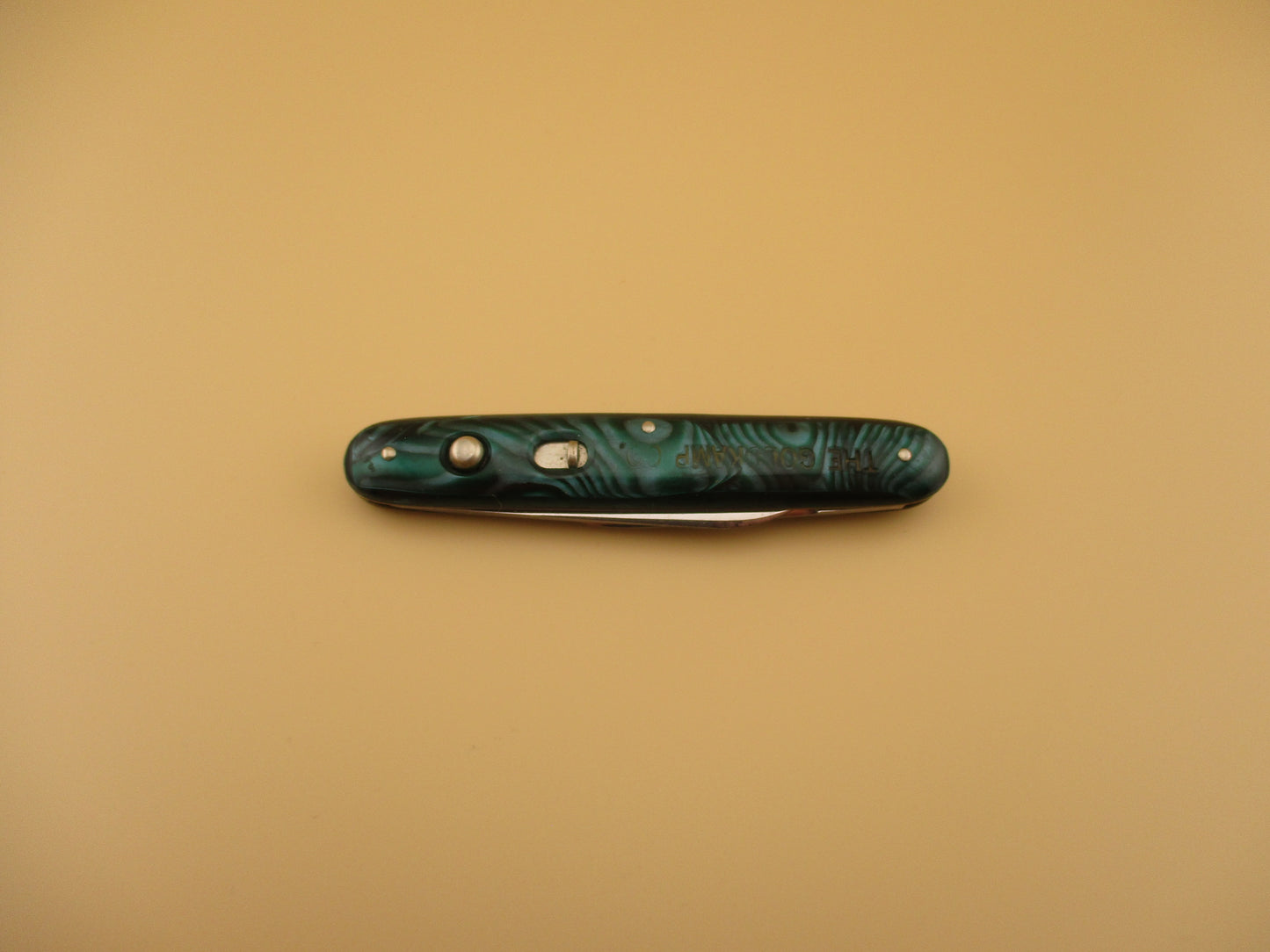 SCHRADE WALDEN Medium Double Green Pearl Advertising MINT automatic knife