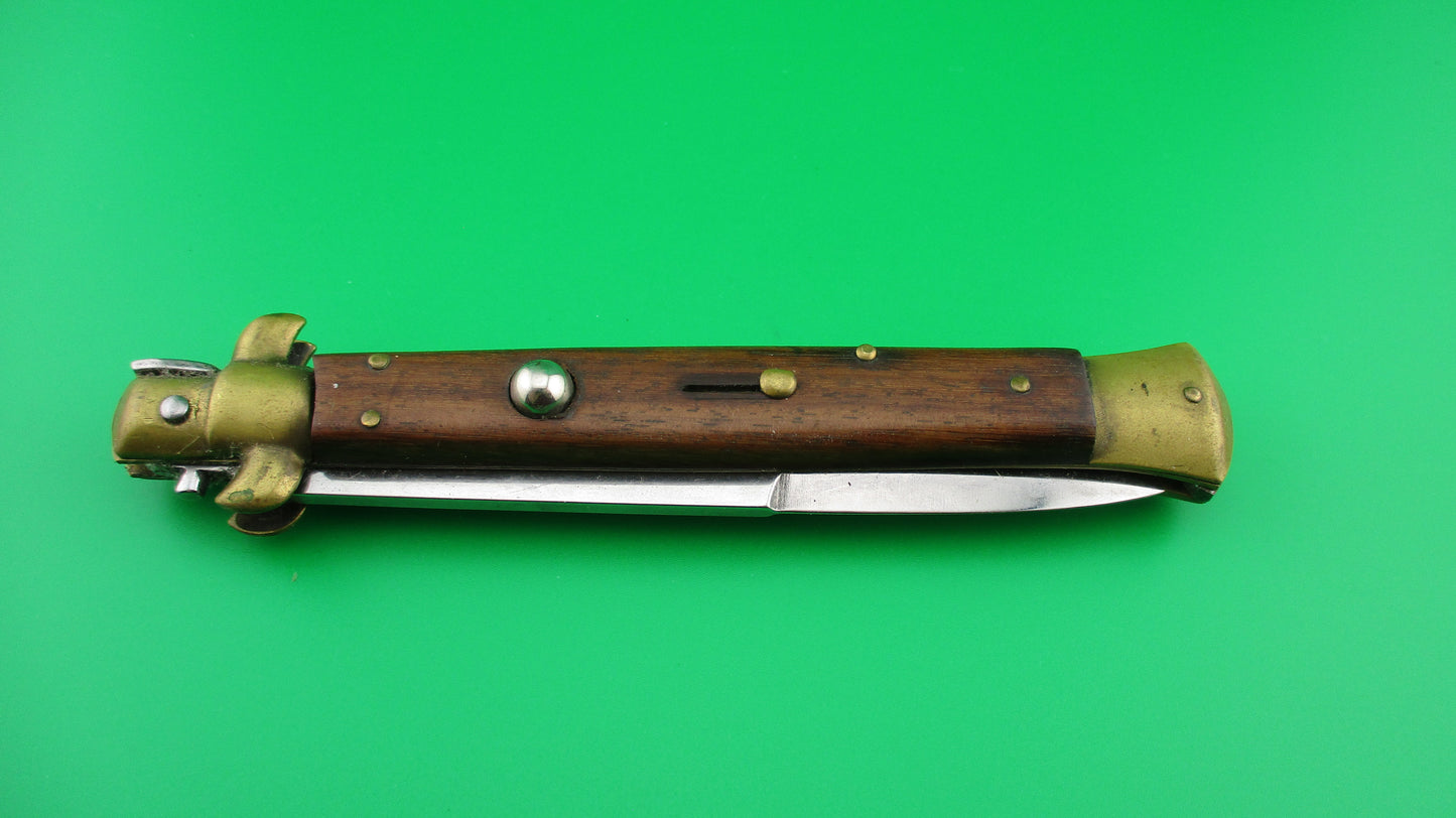 z B Rostfrei 28cm Italian Stiletto Swivel Bolster Wood Brass vintage automatic knife.