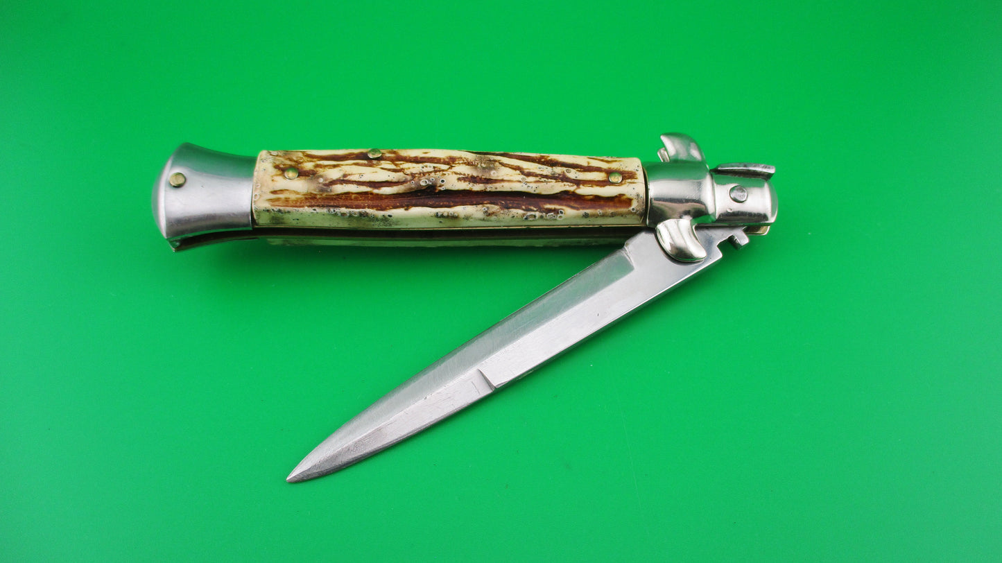 ITALY INOX 22cm Stiletto Imitation Stag Bayonet blade automatic knife