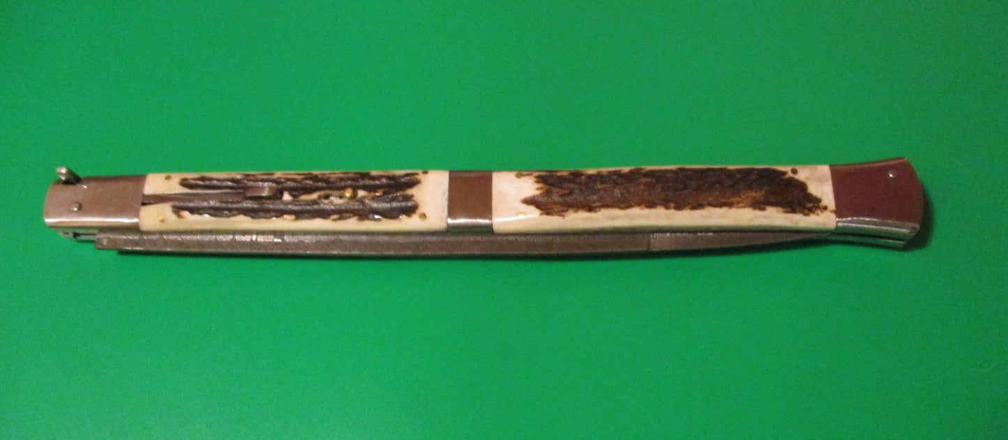 Large Custom 61cm (24 inch) Italian Prioletta HUGE Damascus & STAG Automatic knife Samir Ahmad