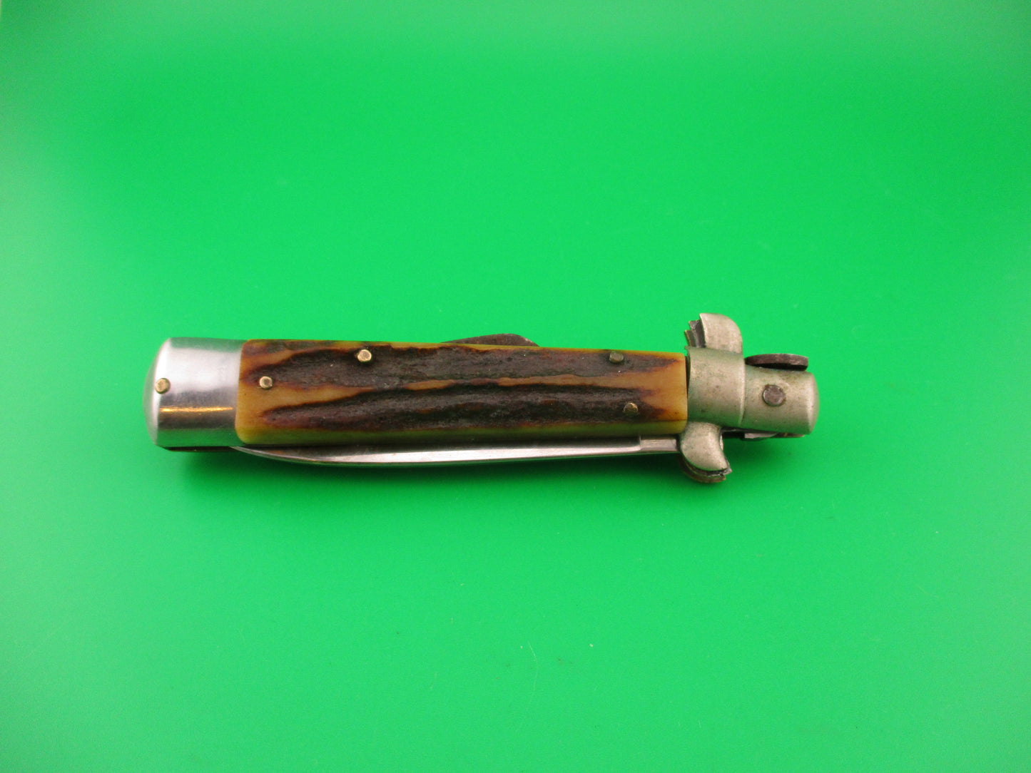 Kissing Crane ROSTFREI 20cm Italian Humpback Stag 1960s automatic knife
