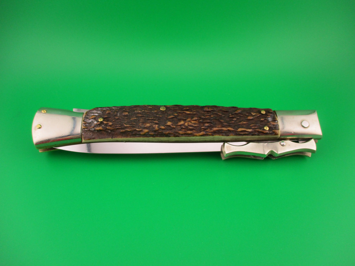 z AGA CAMPOLIN 33cm Italian 2015 Stag Batwing Diamond button automatic knife